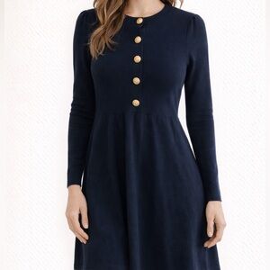 Boden Navy Long Sleeve Relaxed Knit Mini Dress 6